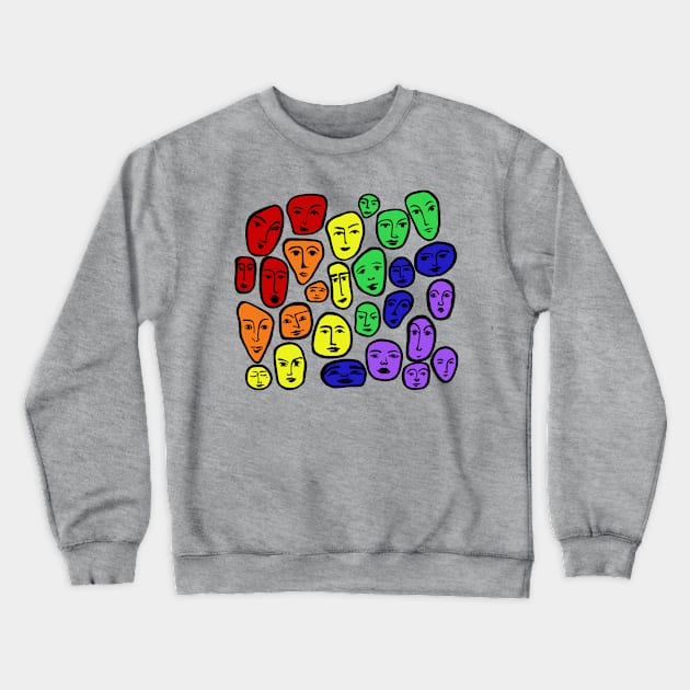 Rainbow Faces Crewneck Sweatshirt by Slightly Unhinged